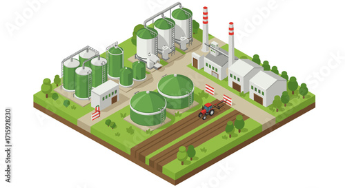 Eco-friendly isometric biofuel production facility with green energy e