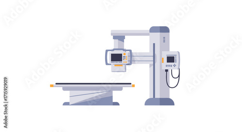 Modern medical imaging equipment in flat design for radiology and healthcare
