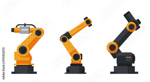 Robotic arms in modern flat design on a white background