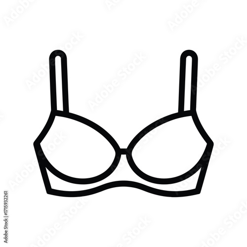 Scalable vector line drawing illustration of a bra icon for apparel and fashion graphics silhouette vector illustration white background