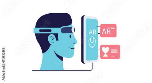 Augmented reality healthcare concept with holographic interface and smart headset