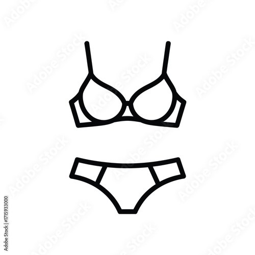 Elegant black and white line art vector illustration of bra and panty set for fashion design silhouette vector illustration white background