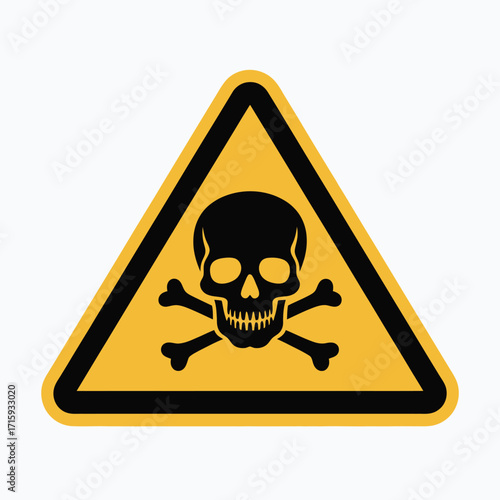 Warning skull and crossbones triangle vector graphic for danger and toxicity alerts silhouette vector illustration white background