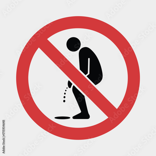 Prohibition sign vector illustration no urinating symbol clean scalable eps icon silhouette vector illustration white background