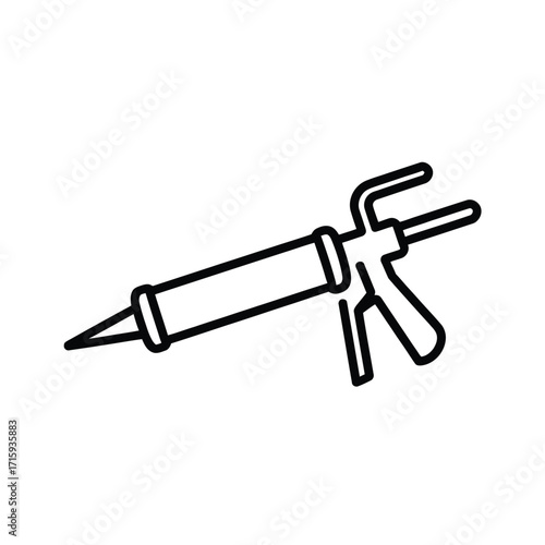 Scalable vector line art illustration of a caulk gun tool for diy and construction projects silhouette vector illustration white background