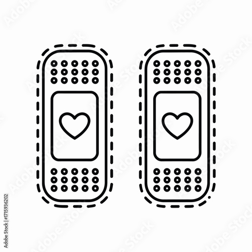 Two identical heart bandage illustrations vector scalable eps icon medical aid silhouette vector illustration white background