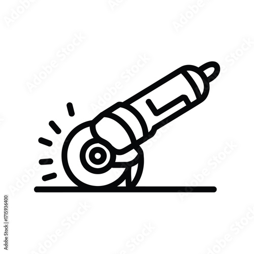 Scalable vector illustration of an angle grinder working on a surfaceeps file silhouette vector illustration white background