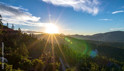 Sunrise over mountain ranges