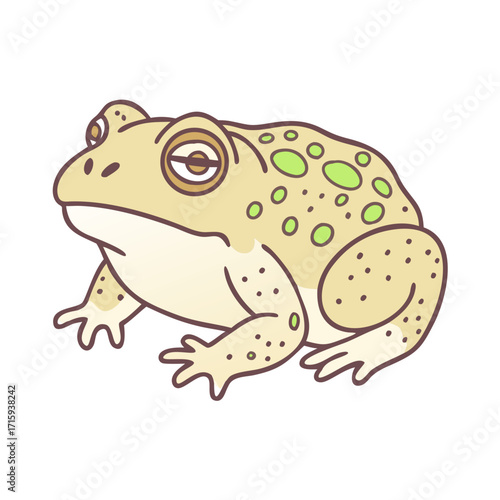 Cartoon vector illustration of a toad with warts and expressive eyes