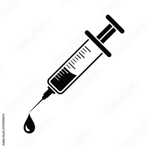 Scalable vector illustration of a medical syringe icon ready for eps download silhouette vector illustration white background