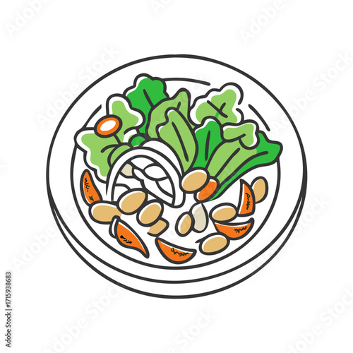 Illustration of a Vibrant and Nutritious Salad on a White Plate