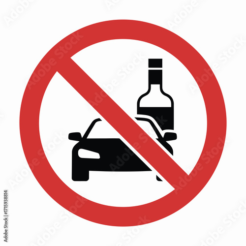 No drunk driving vector graphic warning sign scalable illustration for road safety eps silhouette vector illustration white background