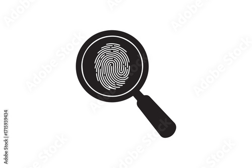 Magnifying Glass Over Fingerprint Silhouette Fingerprint Investigation Black Icon