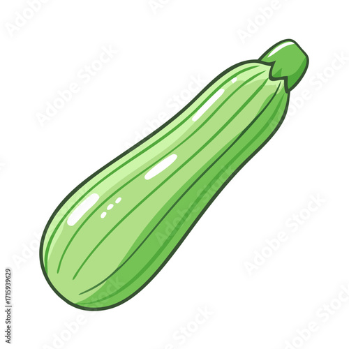 Cartoon Zucchini Illustration isolated on White Background showcasing a delicious vegetable