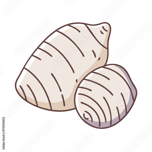 Cute Cartoon Image of Two Taro Roots on a White Background