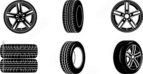 Car wheel , Car wheel silhouette, Car tire  Wheel silhouette, Car tire silhouette, Tire  Tire silhouette, Tires clipart, Wheel vector