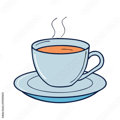 A delightful illustration of a cup of tea or coffee steaming nicely
