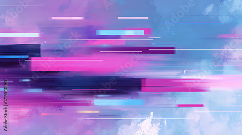 Abstract motion blur background of digital data stream or cyber tunnel. Dynamic pink and blue glowing lines creating a sense of speed, technology, and the future. Ideal for themes related to big data,