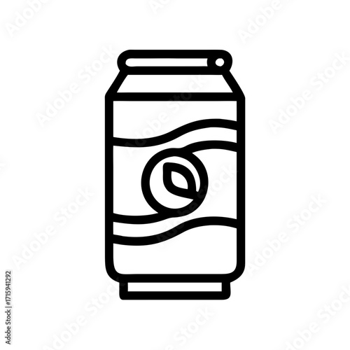 Soda can icon, black line art (Black Vector / Illustration Style)