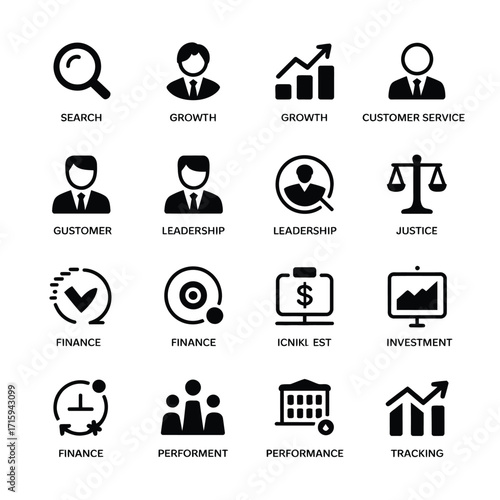 Collection of business icons vector graphics scalable eps format for design projects silhouette vector illustration white background