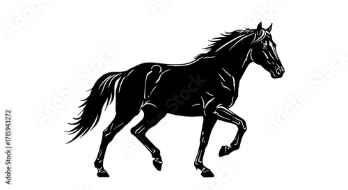 Dynamic silhouette of galloping horse with flowing mane
