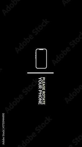 please rotate your phone on black background animation 4k vertical