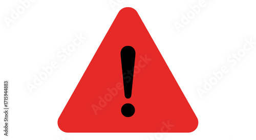 Red triangle warning sign with exclamation mark on white background
