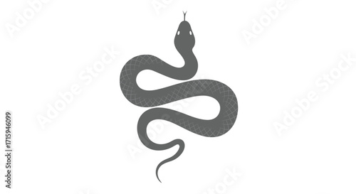 Minimalist snake silhouette with detailed pattern on white background