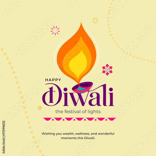 Modern Diwali Festival Background Template Design Vector Illustration	