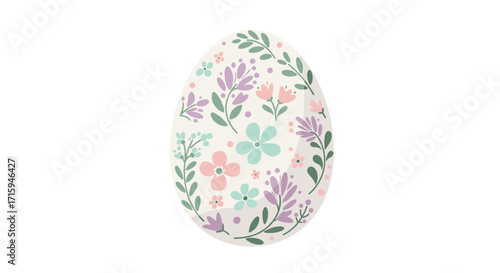 Floral patterned egg in pastel hues for spring and easter designs