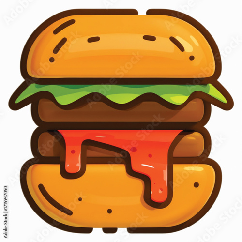 A delicious double cheeseburger with sauce.