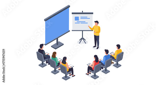 Business workshop presentation with group of professionals in office setting
