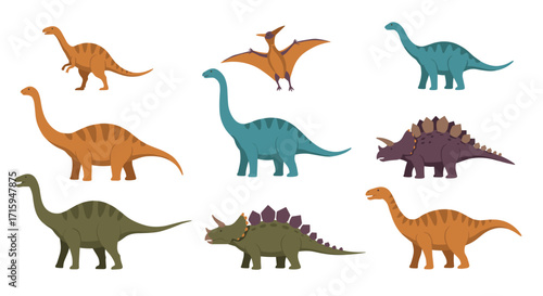 Colorful dinosaur collection featuring cute and simple cartoon designs
