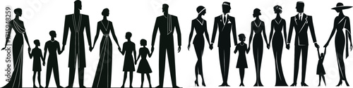 Diverse family group silhouettes holding hands symbolizing unity and connection group 