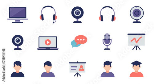 Flat icon set: technology and communication devices