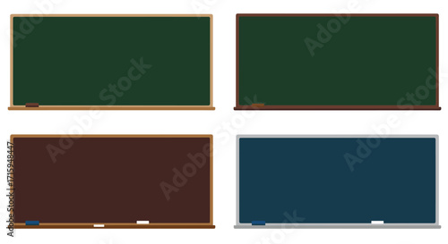 Set of classroom chalkboards with different frame colors and designs
