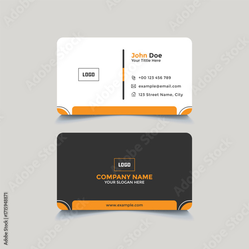 Professional Business Card Template with Orange and Black Design