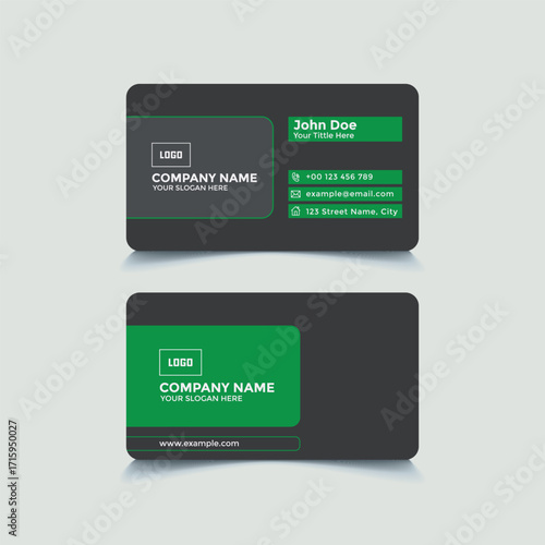Modern Dark Business Card with Green Accent Design