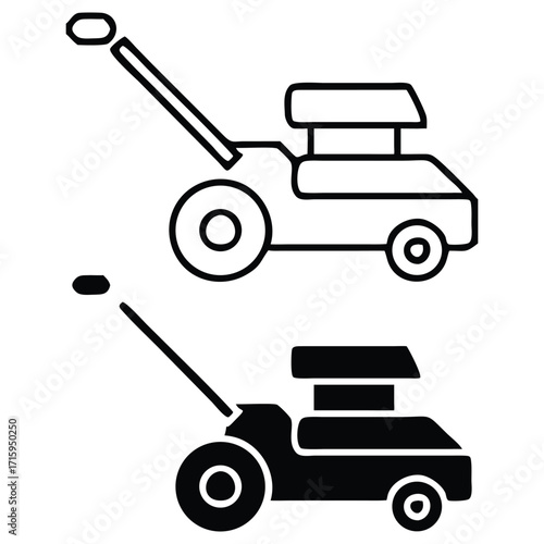 Lawn Mower Icon Silhouette Simple Black and White Illustration