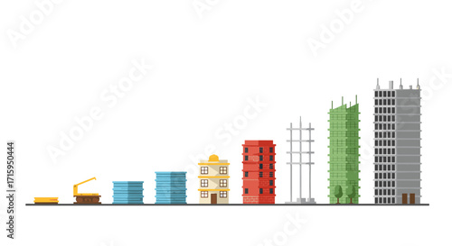 Urban evolution: stylized low poly cityscape reflecting architectural growth