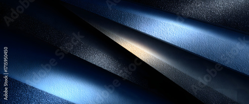 Fototapeta Naklejka Na Ścianę i Meble -  Black gray blue abstract modern background for design. Dark. Geometric shape. 3d effect. Diagonal lines, stripes. Triangles. Gradient. Light, glow. Metallic sheen. Minimal. Web banner. Wide. Panoramic