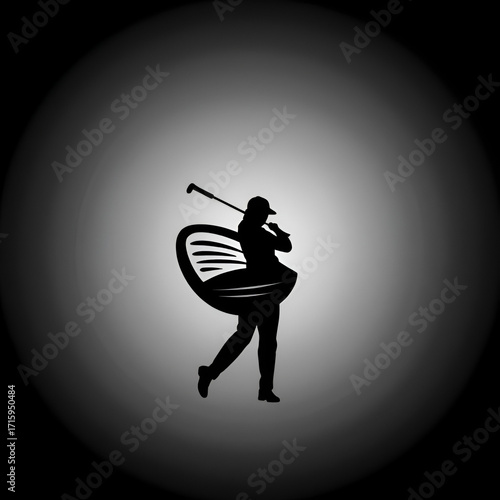 Golf club icon silhouette in black