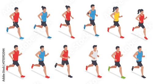 Isometric runners: diverse athletes in motion