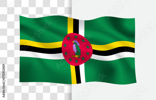 Dominica Flag Waving Vector, Isolated without a Background