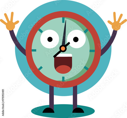Clock surprised with hands raised like eyebrows icon