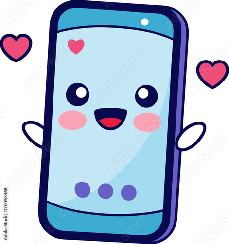 Phone blushing with heart eyes icon