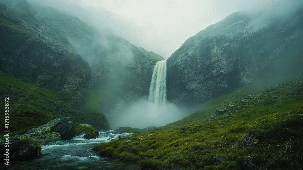 Fototapeta premium Waterfall in the middle of the forest.
