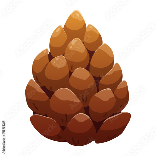 Brown open pine cone, conifer tree shoot on white background. Elements for design creation, suitable for decorative Christmas festival, New year invitations, greeting cards