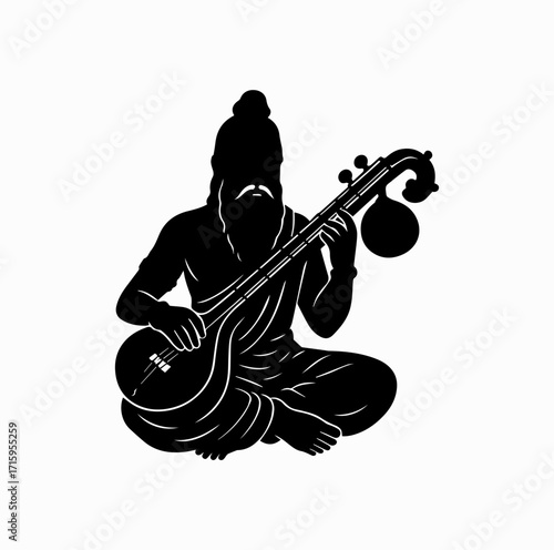 Valmiki with Veena Silhouette – Symbol of Art and Culture