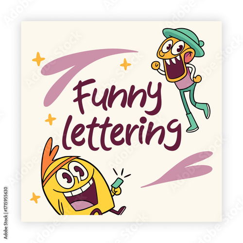 Playful cartoon character friends in a vibrant vector design. This happy and funny monster graphic is ideal for custom t-shirt prints, posters, or as a humorous sticker design concept